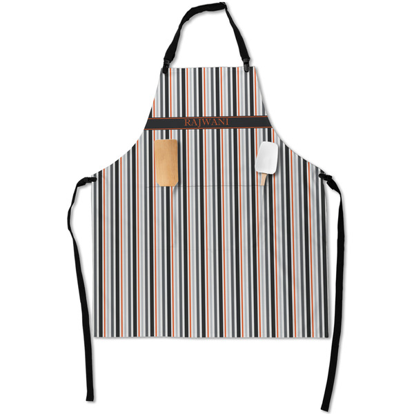 Custom Gray Stripes Apron With Pockets w/ Name or Text