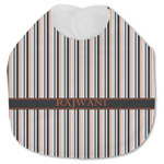 Gray Stripes Jersey Knit Baby Bib w/ Name or Text