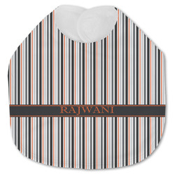 Gray Stripes Jersey Knit Baby Bib w/ Name or Text