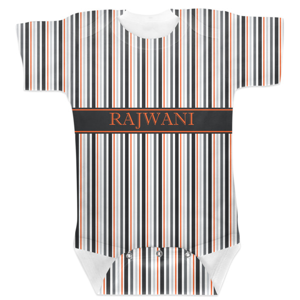 Custom Gray Stripes Baby Bodysuit 3-6 w/ Name or Text