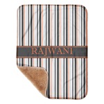 Gray Stripes Sherpa Baby Blanket - 30" x 40" w/ Name or Text
