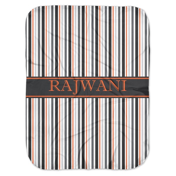 Custom Gray Stripes Baby Swaddling Blanket (Personalized)