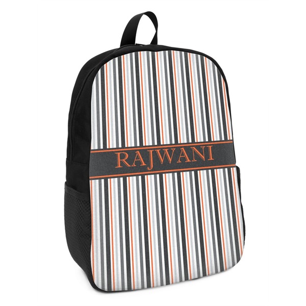 Custom Gray Stripes Kids Backpack (Personalized)