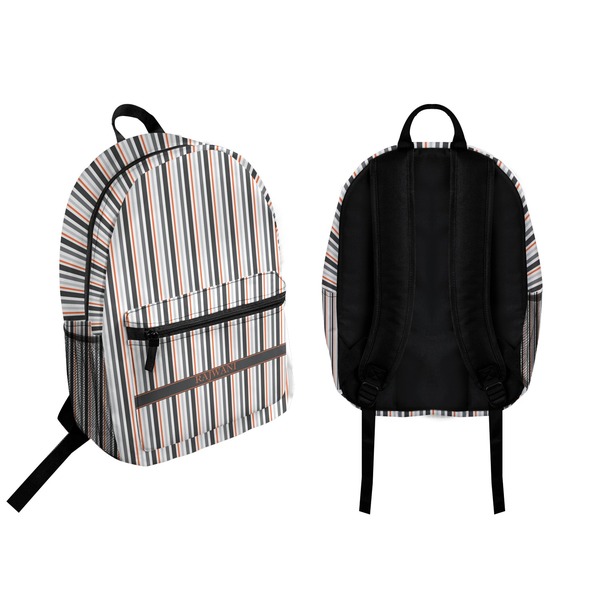 Gray Stripes Backpack front and back - Apvl