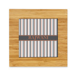 Gray Stripes Bamboo Trivet with Ceramic Tile Insert (Personalized)