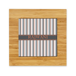 Gray Stripes Bamboo Trivet with Ceramic Tile Insert (Personalized)