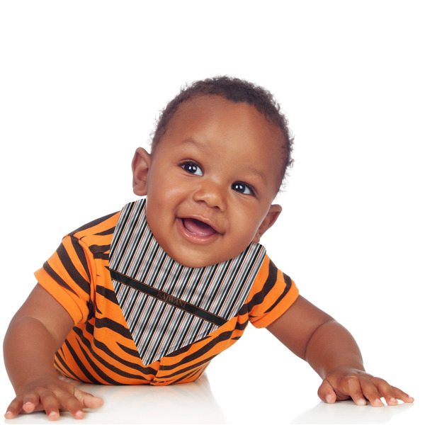 Gray Stripes Bandana Bib - (Lifestyle 1 boy)