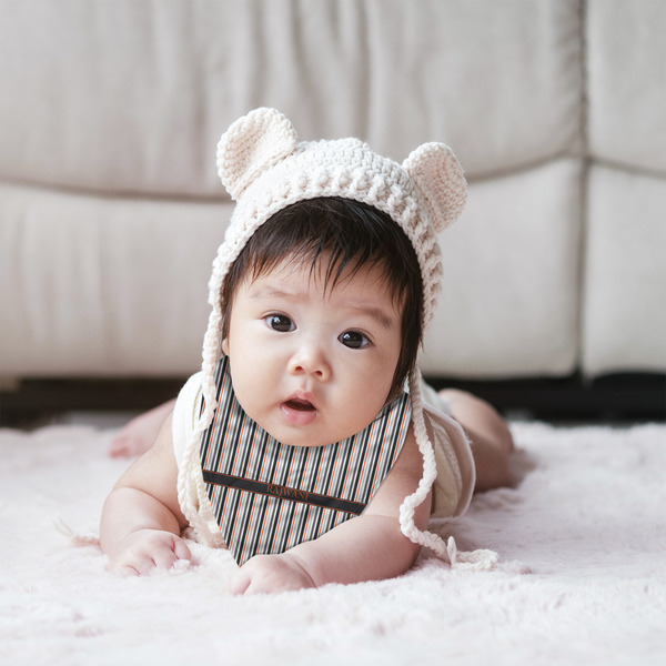 Gray Stripes Bandana Bib - (Lifestyle 2 girl)