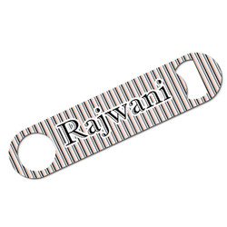 Gray Stripes Bar Bottle Opener w/ Name or Text