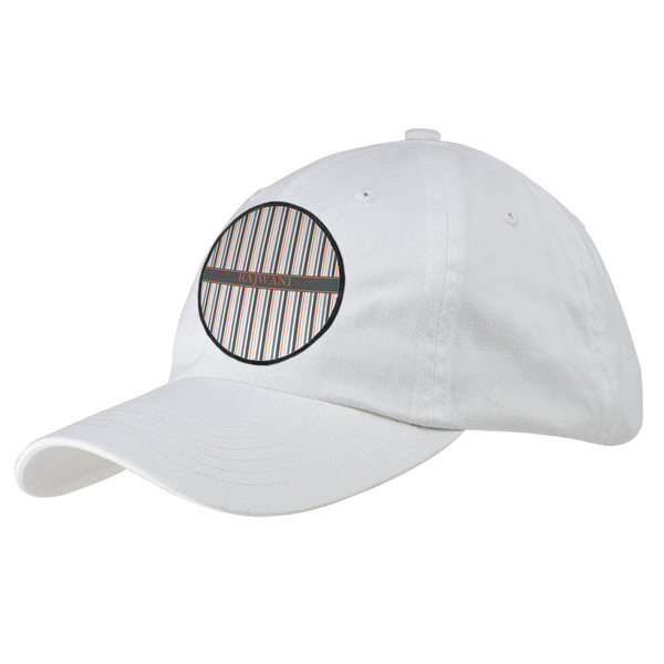 Custom Gray Stripes Baseball Cap - White (Personalized)