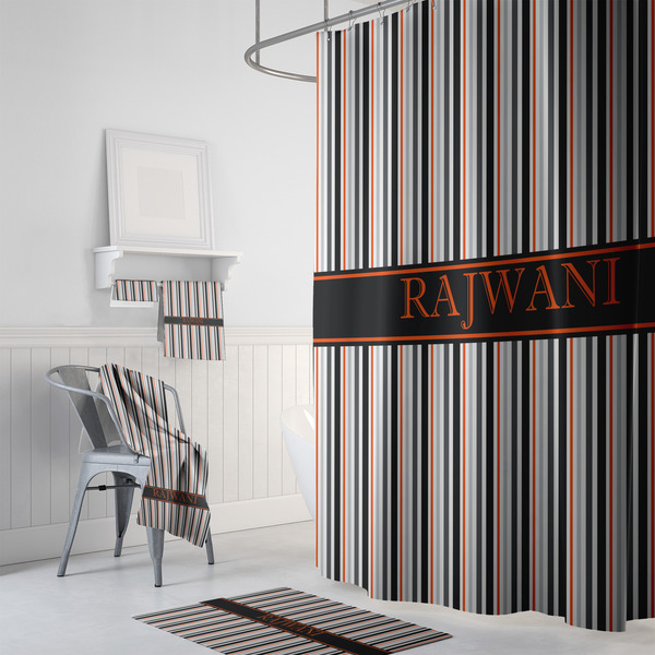 Gray Stripes Bath Towel Sets - 3-piece - In Context