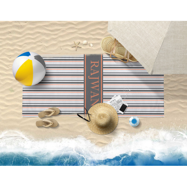 Gray Stripes Beach Towel Lifestyle