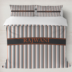 Gray Stripes Duvet Cover Set - King (Personalized)