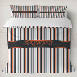 Gray Stripes Duvet Cover Set - King (Personalized)