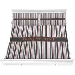 Gray Stripes Comforter Set - King (Personalized)