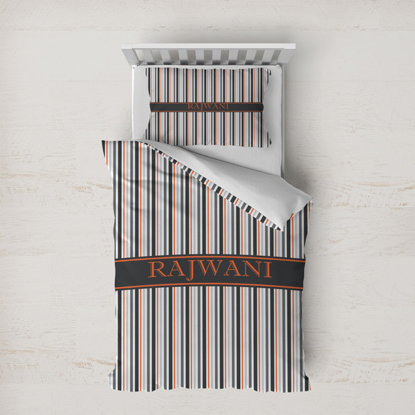 Custom Gray Stripes Duvet Cover Set - Twin XL (Personalized)