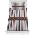 Gray Stripes Comforter Set - Twin XL (Personalized)