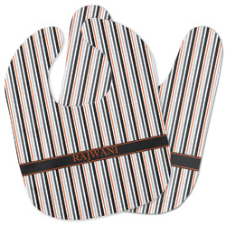 Gray Stripes Baby Bib w/ Name or Text