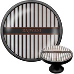 Gray Stripes Cabinet Knob (Black) (Personalized)