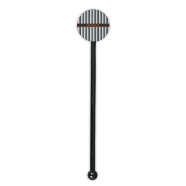 Gray Stripes Black Plastic 5.5" Stir Stick - Round - Single Stick