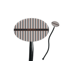 Gray Stripes 7" Oval Plastic Stir Sticks - Black - Double Sided (Personalized)
