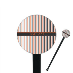 Gray Stripes 7" Round Plastic Stir Sticks - Black - Double Sided (Personalized)