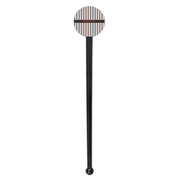 Gray Stripes Black Plastic 7" Stir Stick - Round - Single Stick