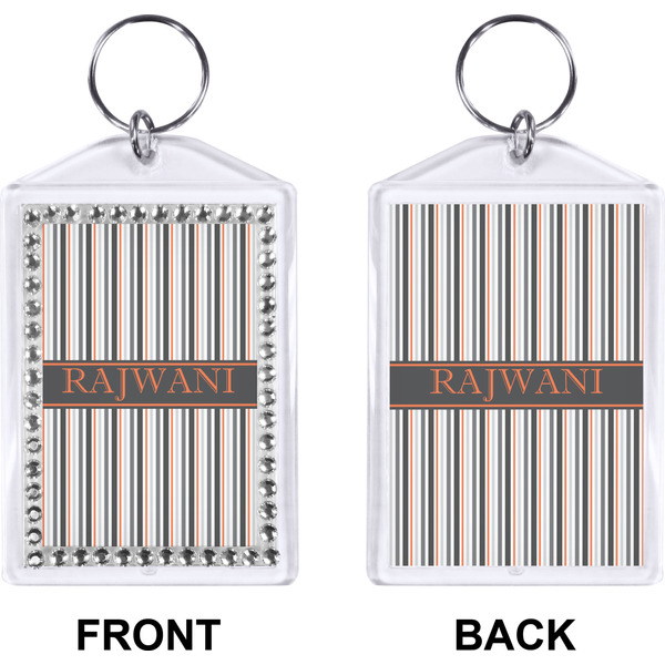 Gray Stripes Bling Keychain (Front + Back)