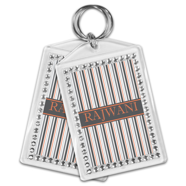 Gray Stripes Bling Keychain - MAIN