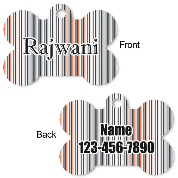 Gray Stripes Bone Shaped Dog ID Tag - Large - Approval