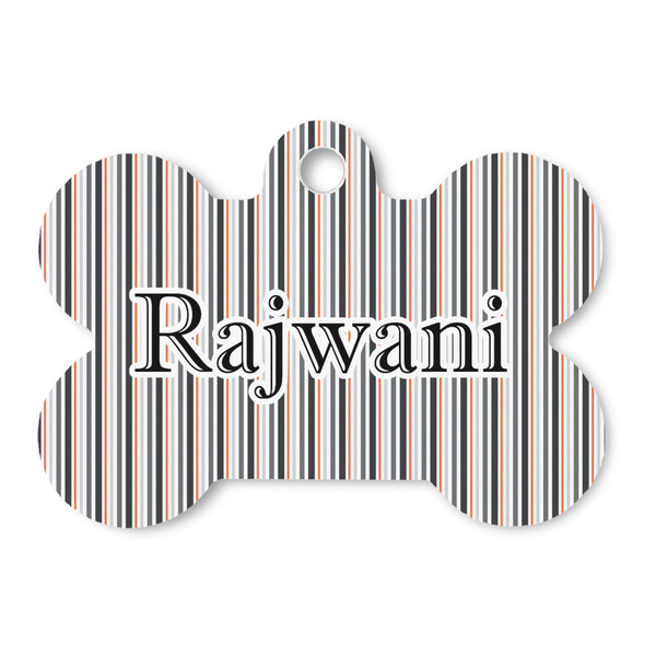 Custom Gray Stripes Bone Shaped Dog ID Tag (Personalized)