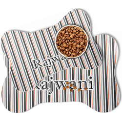 Gray Stripes Bone Shaped Dog Food Mat (Personalized)