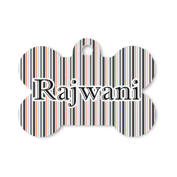 Custom Gray Stripes Bone Shaped Dog ID Tag - Small (Personalized)