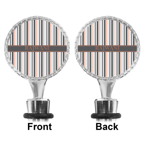 Gray Stripes Bottle Stopper - Front and Back