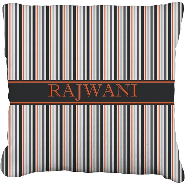 Custom Gray Stripes Faux-Linen Throw Pillow 16" (Personalized)