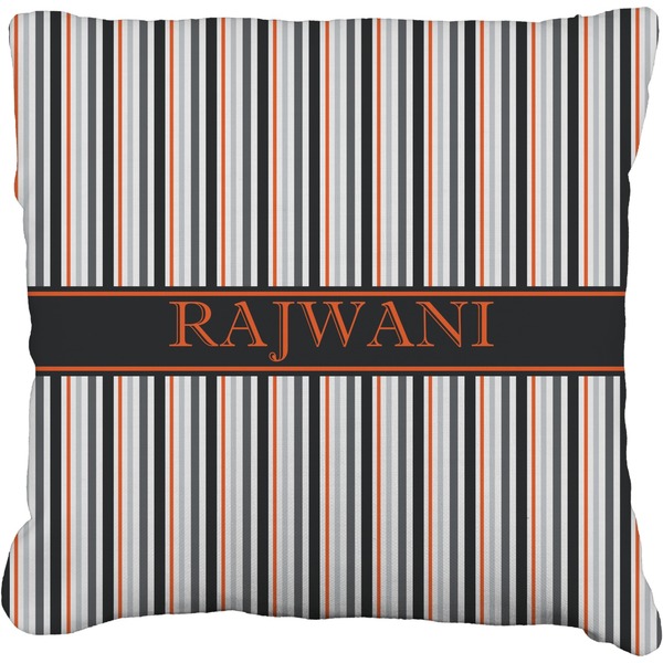 Custom Gray Stripes Faux-Linen Throw Pillow 18" (Personalized)