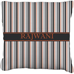 Gray Stripes Faux-Linen Throw Pillow 20" (Personalized)