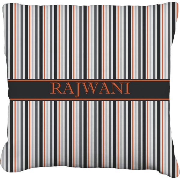 Custom Gray Stripes Faux-Linen Throw Pillow 20" (Personalized)