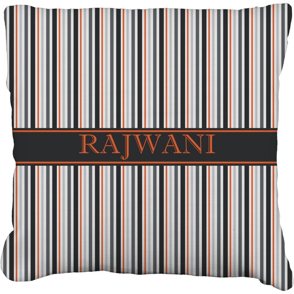 Custom Gray Stripes Faux-Linen Throw Pillow 26" (Personalized)