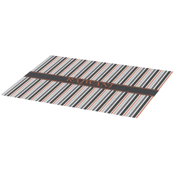 Gray Stripes Burlap Placemat (Angle View)