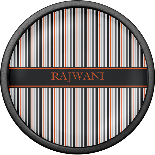 Gray Stripes Cabinet Knob - Black - Front