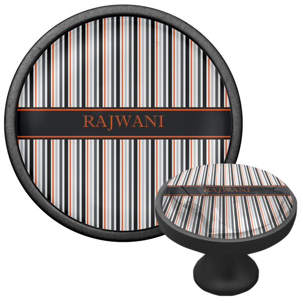 Gray Stripes Cabinet Knob - Black - Multi Angle