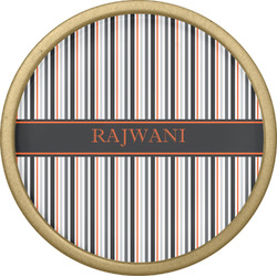 Gray Stripes Cabinet Knob - Gold (Personalized)