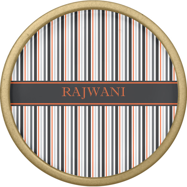 Gray Stripes Cabinet Knob - Gold - Front