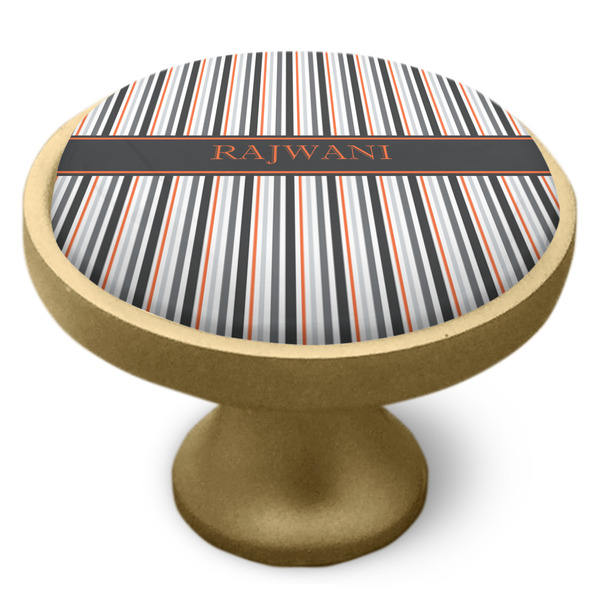Gray Stripes Cabinet Knob - Gold - Side