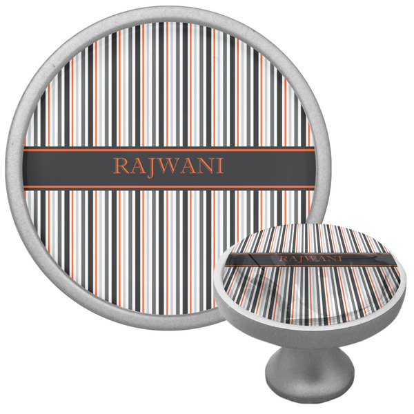 Custom Gray Stripes Cabinet Knob (Personalized)