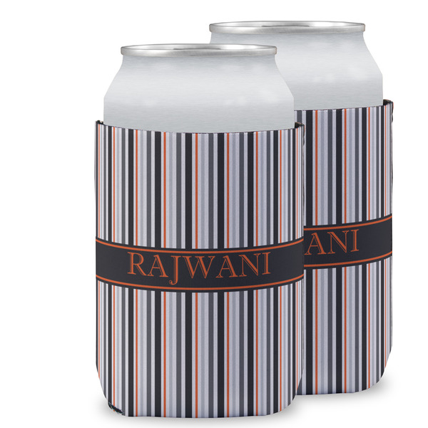 Custom Gray Stripes Can Cooler (12 oz) w/ Name or Text