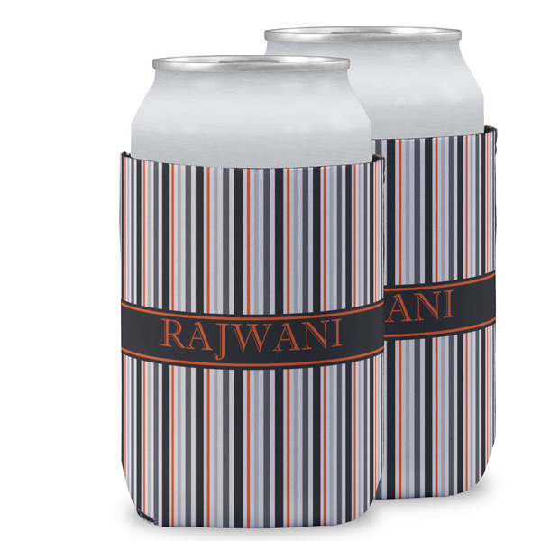 Custom Gray Stripes Can Cooler (12 oz) w/ Name or Text