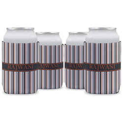 Gray Stripes Can Cooler (12 oz) - Set of 4 w/ Name or Text