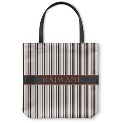 Gray Stripes Canvas Tote Bag - Small - 13"x13" (Personalized)
